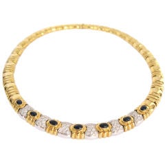 Superb 18K Diamond and Cabochon Sapphire Necklace