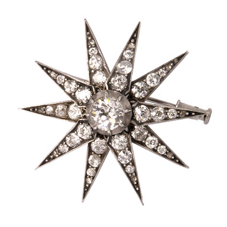 An Antique Diamond Star Brooch at 1stdibs