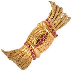 Vintage A Multi Strand Ruby Bracelet