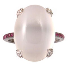 Moonstone Ruby and Diamond Ring