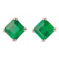 Elegant Square Emerald Earrings