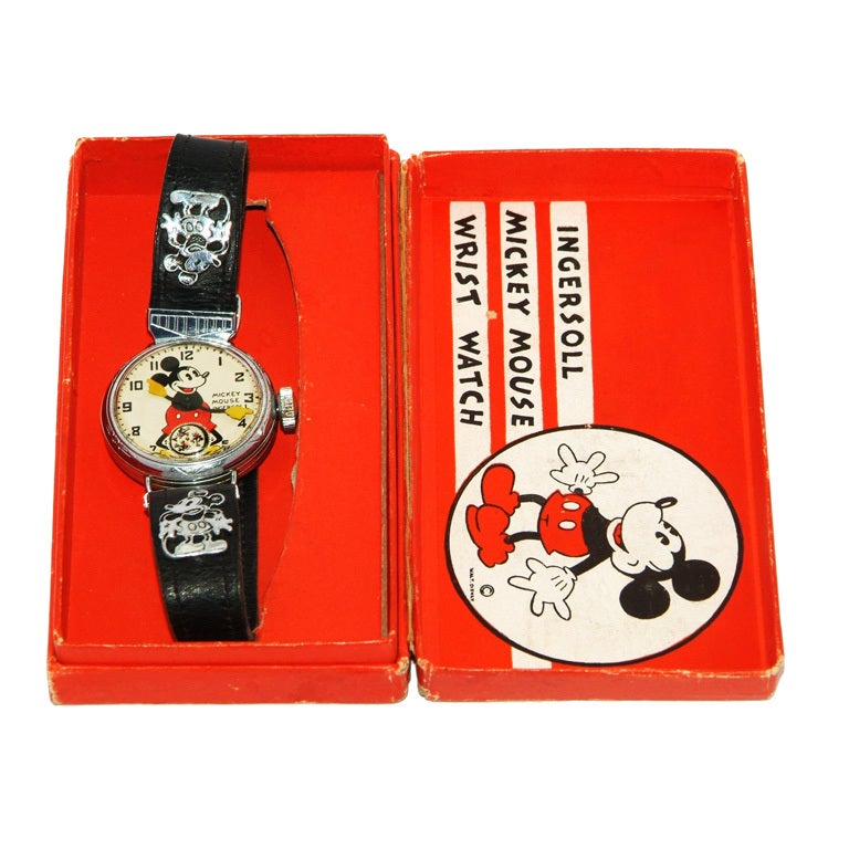 INGERSOLL Rare Original Mickey Mouse Wristwatch with Original Box at 1stDibs