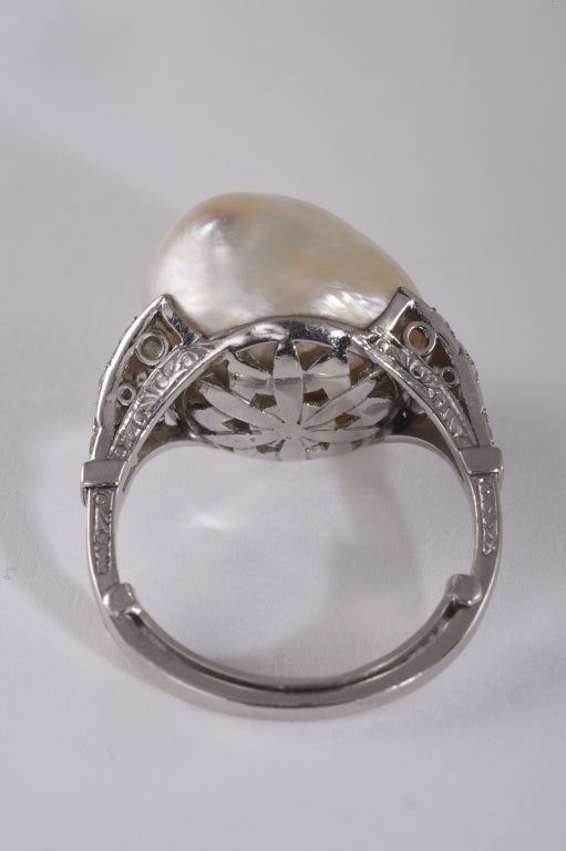 An Art Deco natural baroque pearl ring