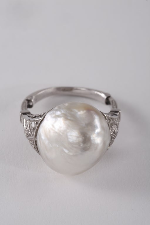 Women's An Art Deco natural baroque pearl ring For Sale
