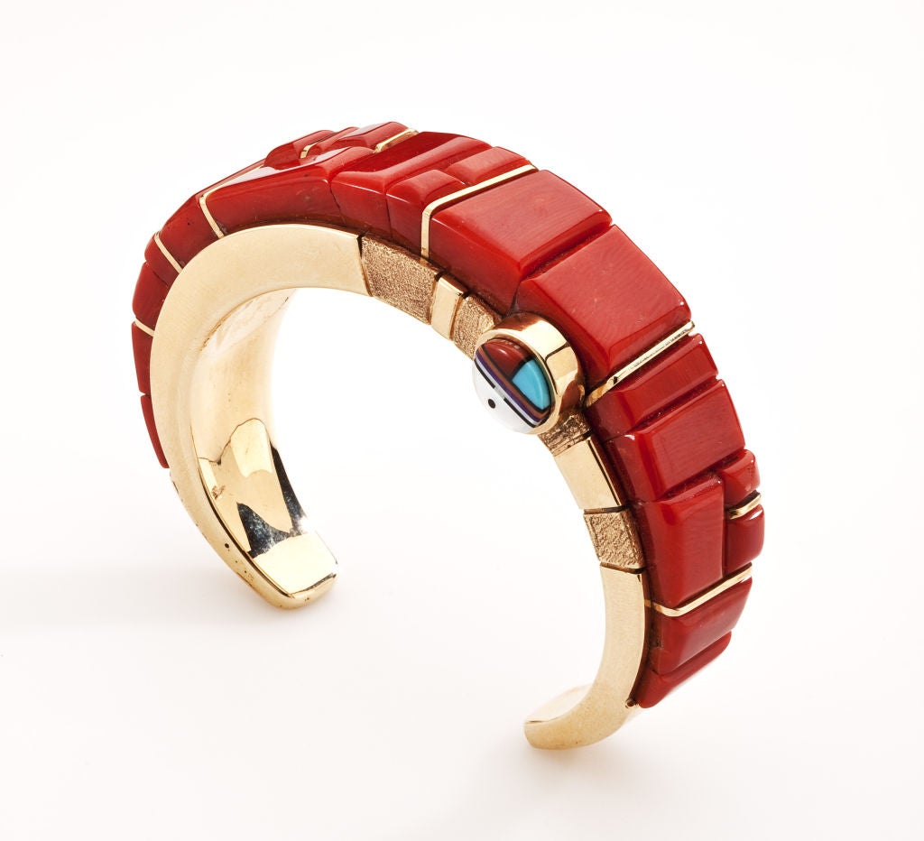 Wes Willi Gold and Coral Bracelet