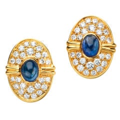 Retro HARRY WINSTON Sapphire Diamond Earrings 1990s