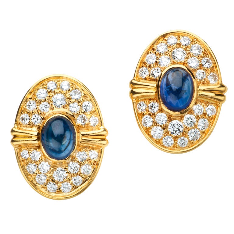 HARRY WINSTON Sapphire Diamond Earrings 1990s