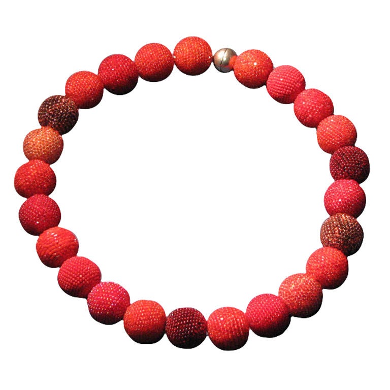 WIENER WERKSTATTE Style Glass Bead Necklace For Sale