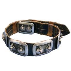 Vintage FRANK PATANIA Studio Artist Sterling and Leather Belt ((1950's)