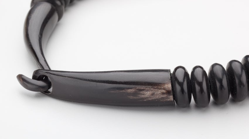 A link necklace by French designer Catherine Noll (1945 - 1992) with her bean shaped ebony links and iconic latch shaped clasp.