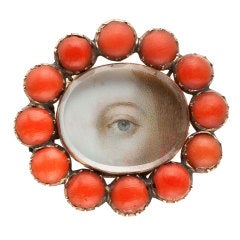 LOVER'S EYE  Brooch with Coral circa 1825