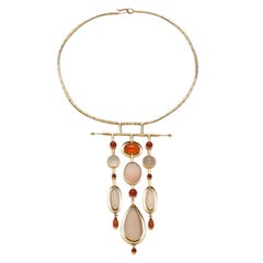 WENDY RAMSHAW Gold, Carnelian and Chalcedony Necklace c1972