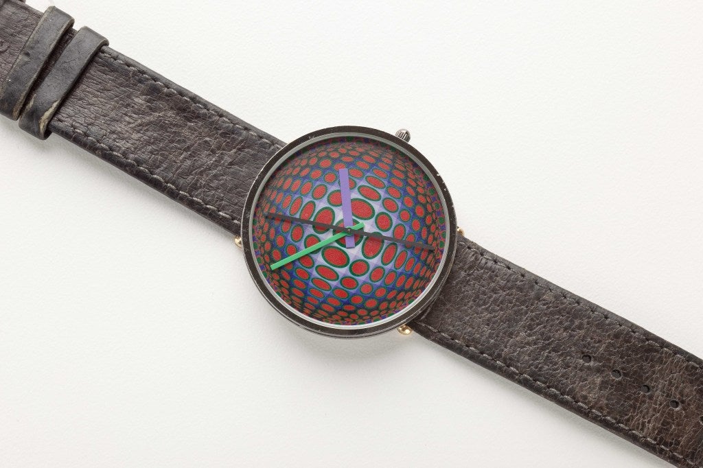 A watch designed by the artist Victor Vasarely for Bulova from a series called 
