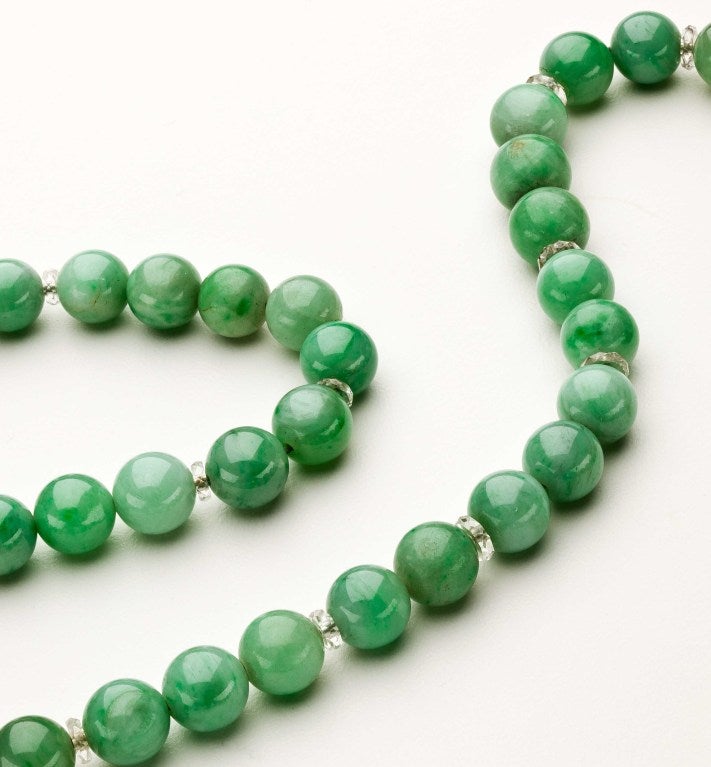 Natural Jadeite Necklace With Crystal Spacers