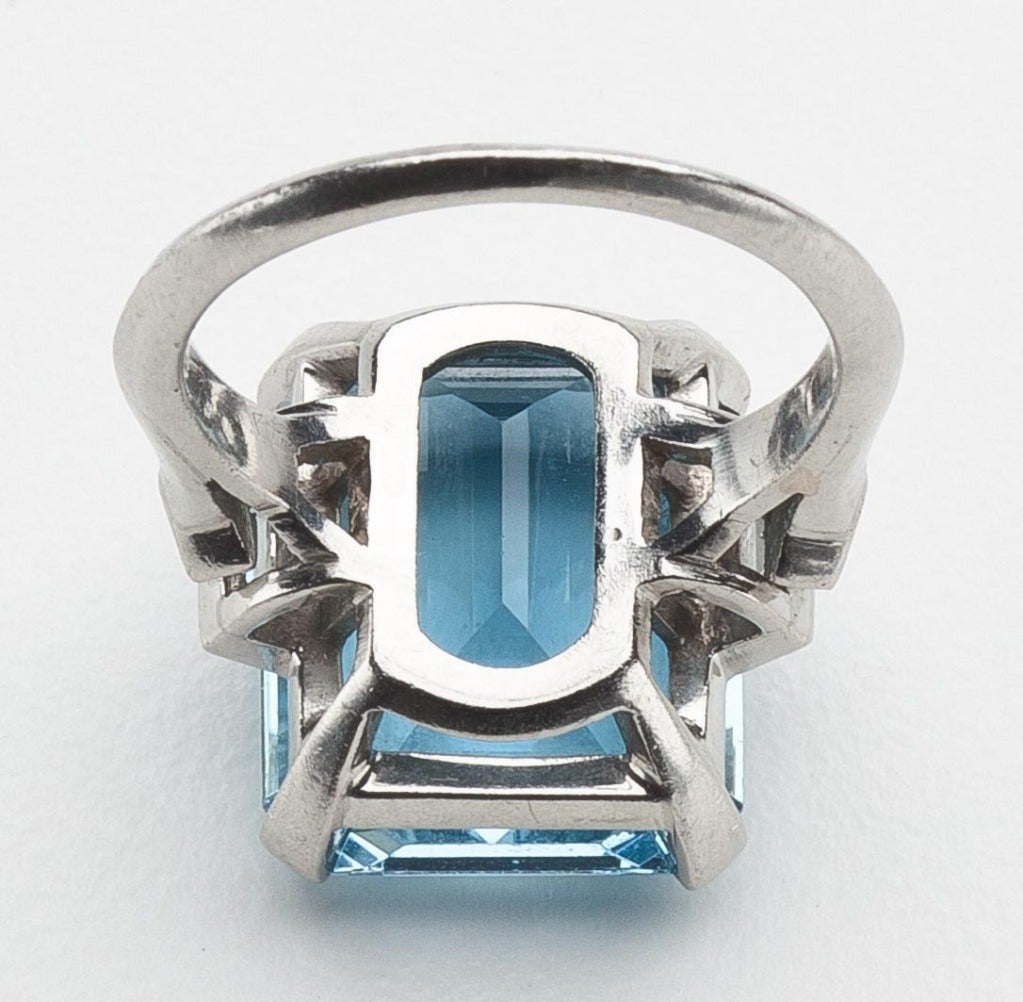 TIFFANY  Aquamarine and Platinum Ring 1