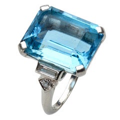 Vintage TIFFANY  Aquamarine and Platinum Ring