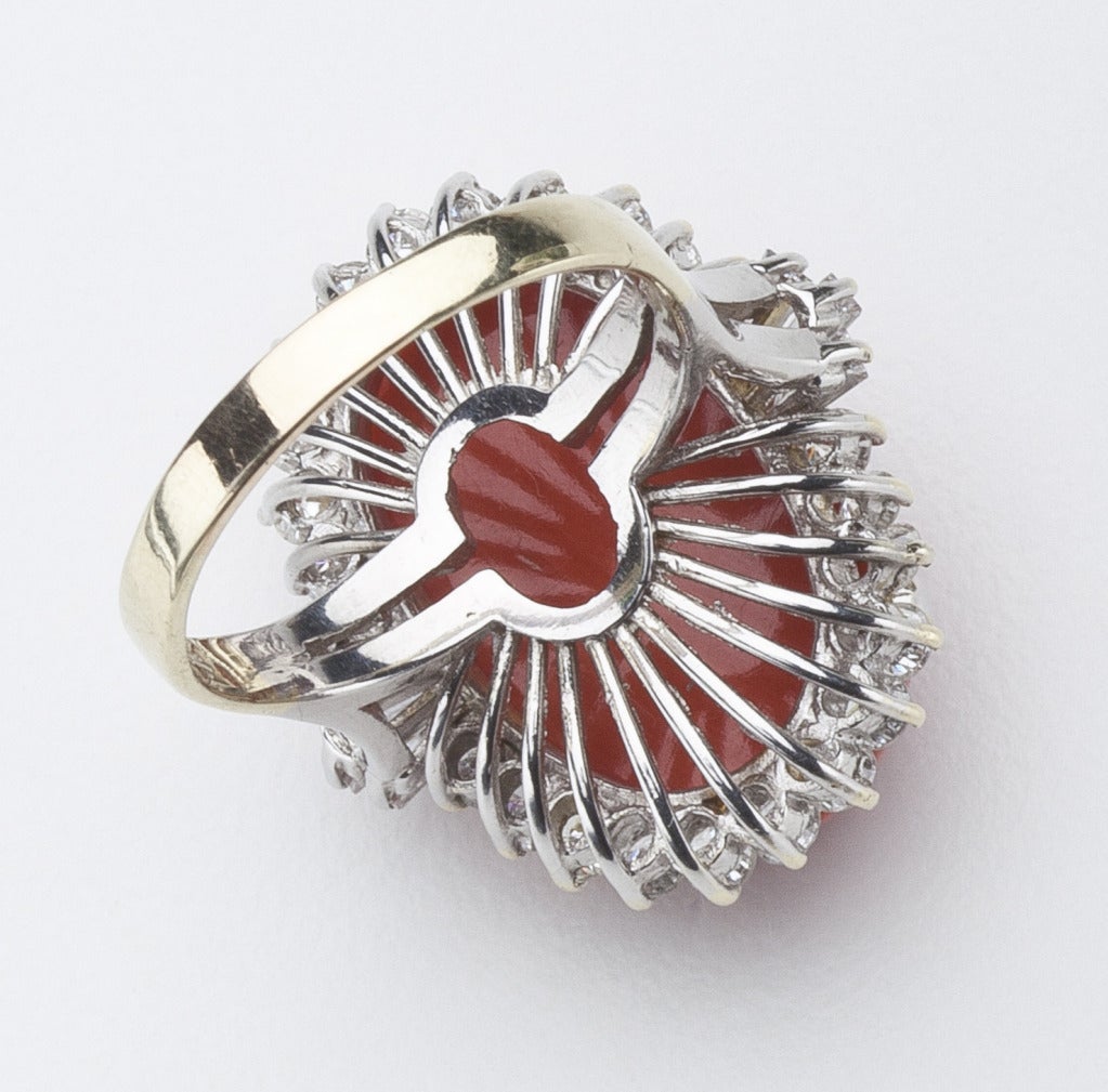 Modern Coral Ring with Diamonds