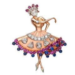 Vintage Gold Ballerina Brooch