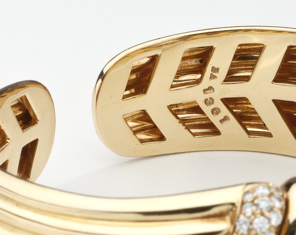 Women's Bulgari Diamond Gold Cuff Bracelet For Sale