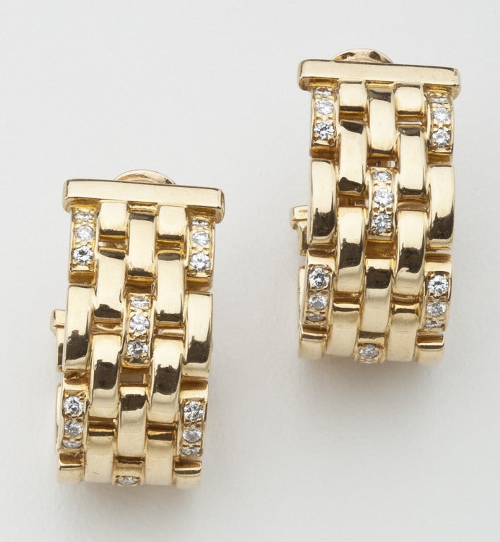 Modern Cartier Diamond Gold Earrings