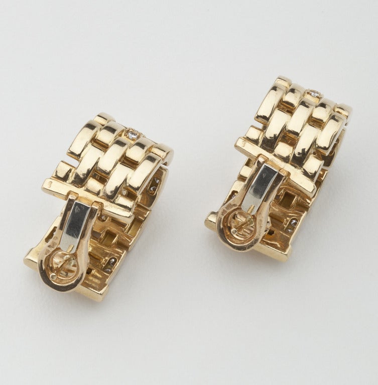 Cartier Diamond Gold Earrings In Excellent Condition In New York, NY