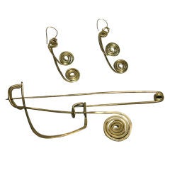 Claire Falkenstein Brooch and Earrings