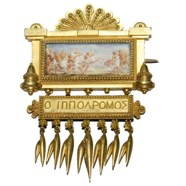 1870s Eugene Fontenay Etruscan Revival Antique Brooch For Sale