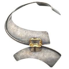 ART SMITH Sterling and Citrine Modernist Neckpiece (1960's)