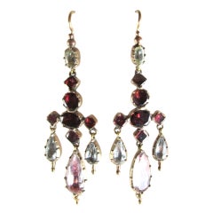 Antique Garnet and Crystal Pendant Earrings