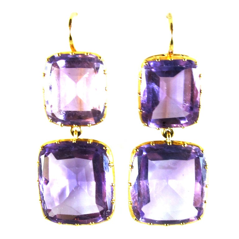 Cushion-Cut Amethyst Pendant Earrings