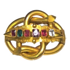 Gilt Metal and Paste "Regard" Brooch