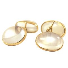 Vintage Gold and Oval Moonstone Cufflinks