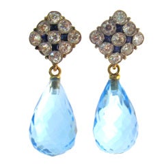 Diamond and Blue Topaz Earrings