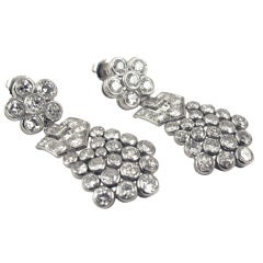 Platinum and Diamond Pendant Earrings