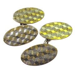 Art Deco Silver and Gold Oval Cufflinks