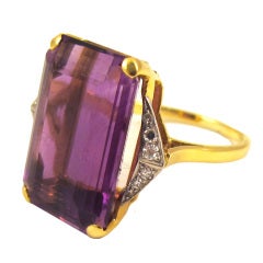 Diamond and Amethyst Gold Platinum Cocktail Ring 