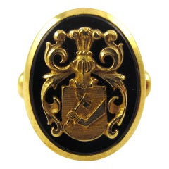 Gold and Onyx Crest Ring