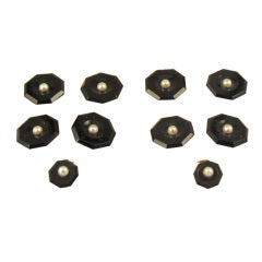 Gold, Onyx, and Pearl Stud Set