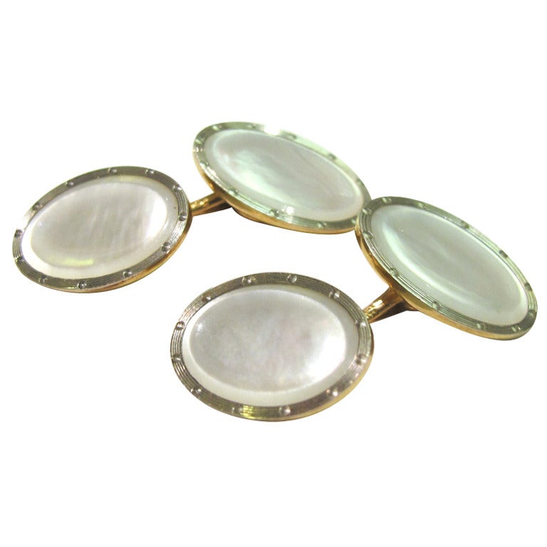 Art Deco Mother-of-Pearl and Gold Cufflinks