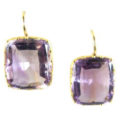 Victorian Amethyst and Gold Earrings made from Antique Bracelet