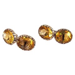 Vintage Art Deco Citrine and Sterling Silver Cufflinks