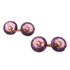 Antique Art Deco Amethyst, Pearl and Gold Cufflinks