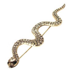 Victorian Sterling Silver and Paste Snake Pin