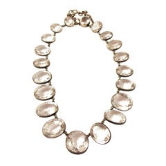 Edwardian Sterling Silver and Crystal Riviere Necklace