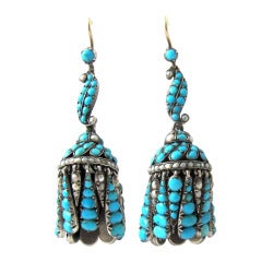 Victorian Turquoise and Seed Pearl Earrings