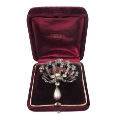 Victorian Paste Silver Gold Pin in Original Box