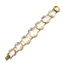 Victorian Rock Crystal Silver Gilt Link Bracelet