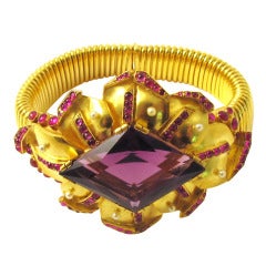 Retro Pearl Amethyst Ruby Gold Bracelet