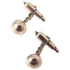 Art Deco Sterling Silver Cannon and Ball Cufflinks