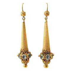 Victorian Gilt Metal and Paste Pendant Earrings